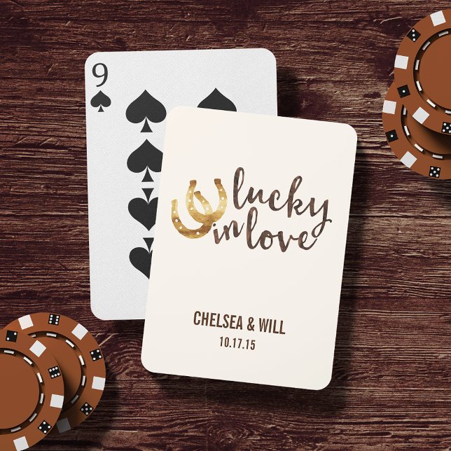 Lucky in Love Horseshoe Wedding Favour Playing Cards (Creator Uploaded)