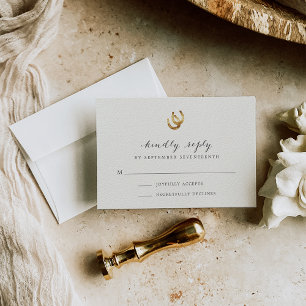 Lucky in Love Horseshoe Wedding RSVP Card