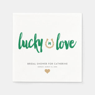 Lucky in Love Irish Horseshoe Bridal Shower Green Napkin
