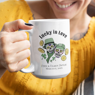 Lucky In Love Irish Sugar Skulls Newlywed Coffee Mug