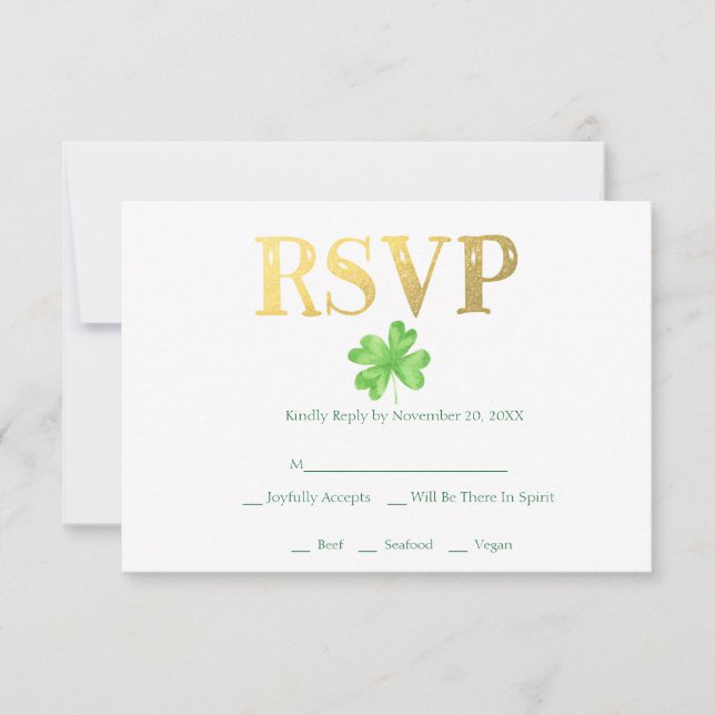 Lucky in Love | Irish Wedding RSVP (Front)
