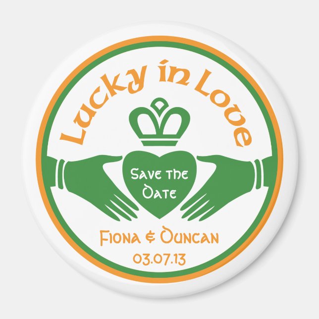 Lucky in Love Irish Wedding Save the Date Magnet (Front)