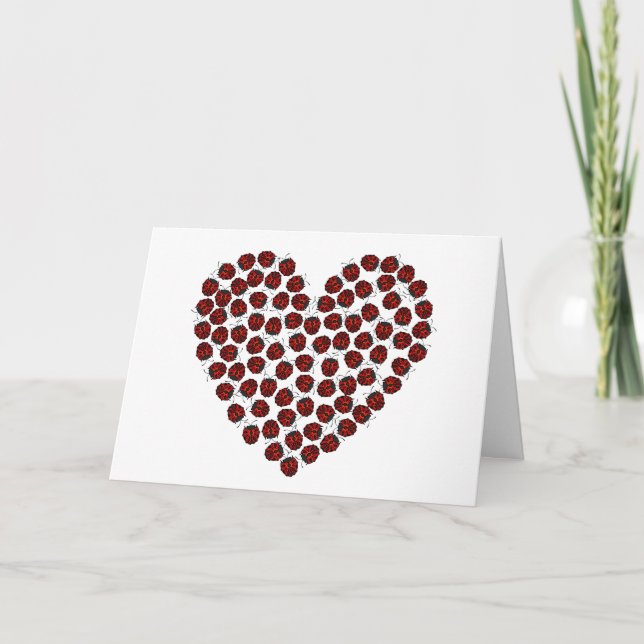 Lucky in Love Ladybird Heart Valentine's Day Thank You Card (Front)