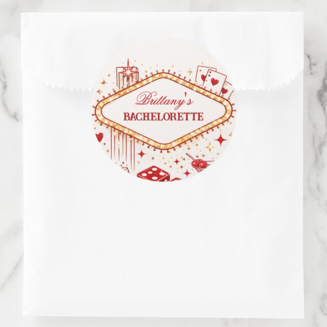 Lucky in Love Las Vegas Bachelorette Casino Party Classic Round Sticker (Bag)