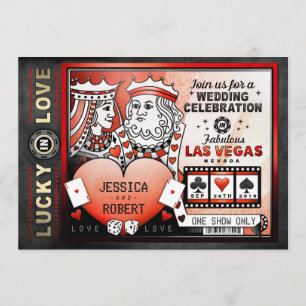 Lucky in Love Las Vegas Red Black Wedding Invite