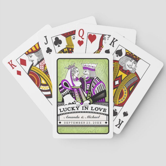 Lucky in Love Lavender & Lime Playing Cards (Back)