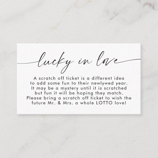 Lucky In Love, Lottery Ticket Insert Card (Front)