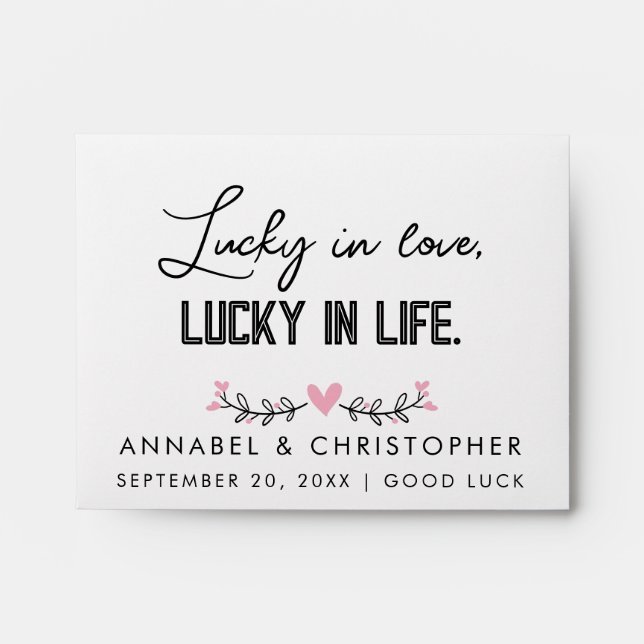 Lucky in Love, Lucky in Life Wedding Lottery favou Envelope (Front)