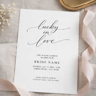 Lucky in Love Modern Minimalist Bridal Shower Invitation