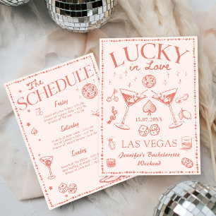 Lucky In Love Peach Bachelorette Weekend Invitation