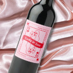Lucky In Love Pink & Red Custom Bachelorette Favou Wine Label<br><div class="desc">Raise a glass to love and luck with our personalised 'Lucky in Love' bachelorette party wine labels! Featuring the enchanting Queen of Hearts and a hand-drawn woman outline holding a champagne glass, these labels radiate glamour and excitement in bold pink and red hues. Whether you're celebrating in Las Vegas or...</div>