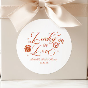Lucky In Love Playing Card Casino Bridal Shower Classic Round Sticker