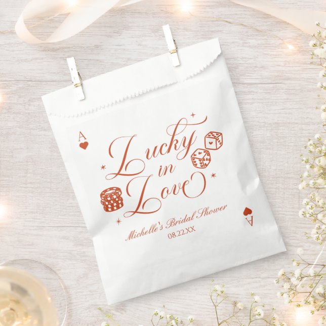 Lucky In Love Playing Card Casino Bridal Shower Favour Bag (Clipped)