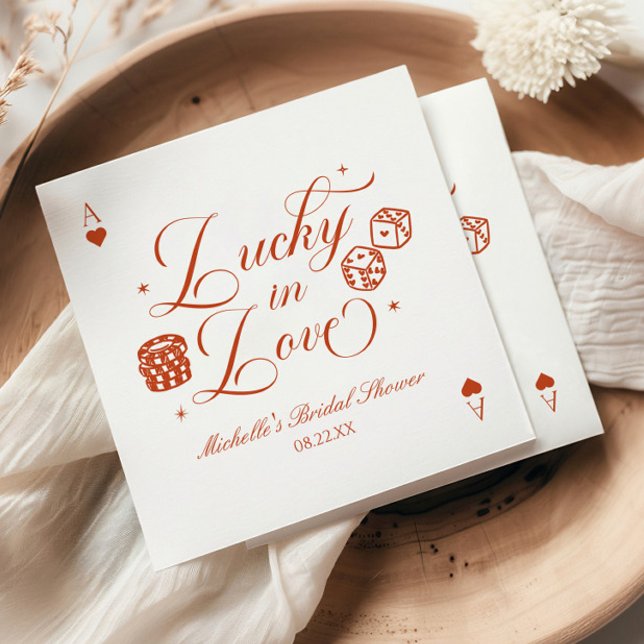 Lucky In Love Playing Card Casino Bridal Shower Napkin (Creator Uploaded)