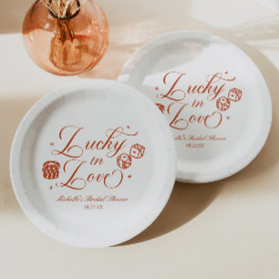 Lucky In Love Playing Card Casino Bridal Shower Paper Plate