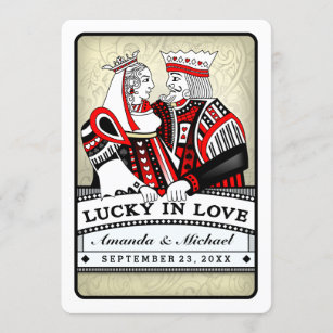 Lucky in Love Playing Cards Wedding Invitation