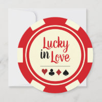Lucky In Love Poker Chip Red Off-White Wedding
