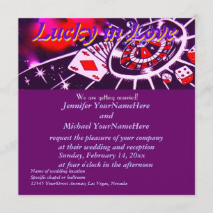 Lucky in Love Purple Casino Theme Invitation