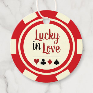 Lucky In Love Red Poker Chip Las Vegas Wedding Favour Tags