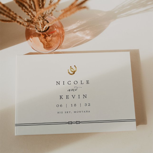 Lucky in Love | Rustic Horseshoes Wedding Favour Guest Book (Creator Uploaded)