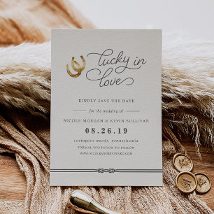 Lucky in Love   Rustic Horseshoes Wedding Save The Date