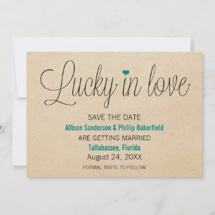 Lucky in Love Save the Date, Teal Date