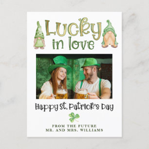 Lucky in Love   Save the Date Wedding Announcement Postcard