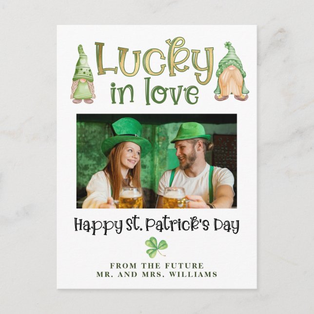 Lucky in Love | Save the Date Wedding Announcement Postcard (Front)