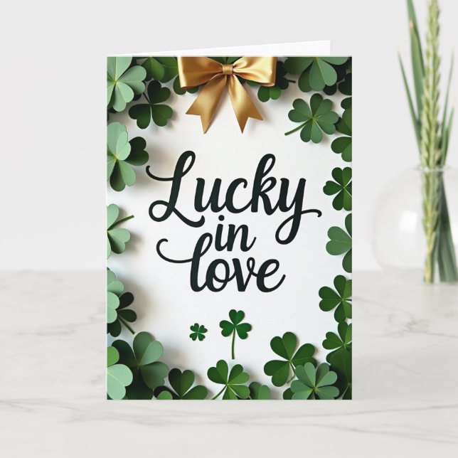 Lucky In Love Shamrock Card (Front)