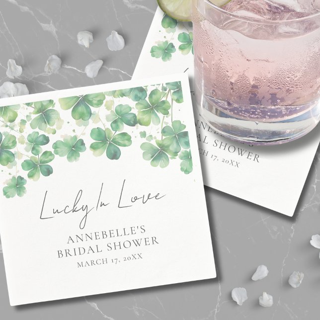 Lucky In Love Shamrock Clover Bridal Shower  Napkin (Lucky In Love Shamrock Clover Bridal Shower Napkins

)