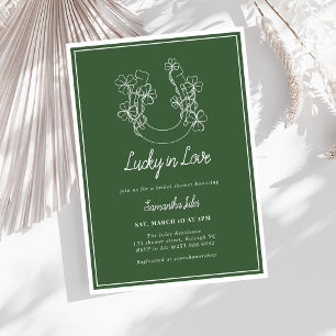 Lucky in Love Shamrock Horseshoe Bridal Shower Invitation
