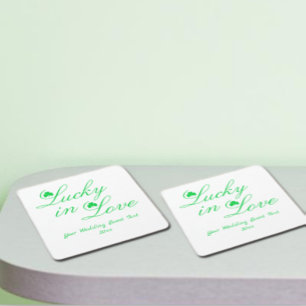 Lucky In Love Square Paper Coaster