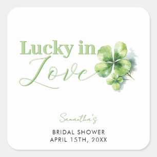 Lucky in Love St Patrick's Bridal Shower Square Sticker