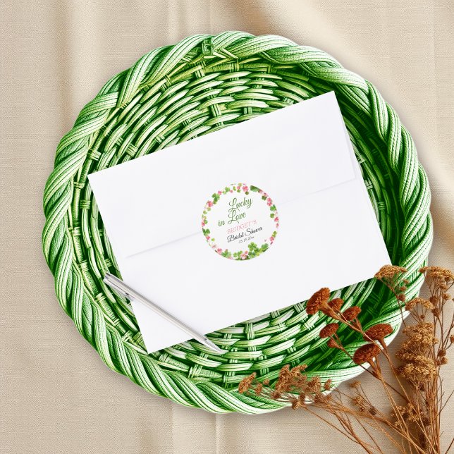 Lucky in Love St. Patrick's Day Bridal Shower Classic Round Sticker (Creator Uploaded)