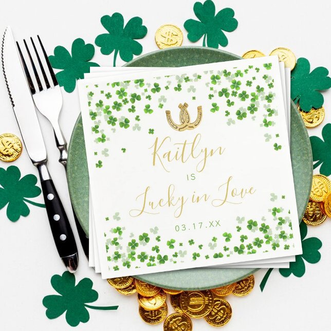 Lucky In Love St. Patrick's Day Bridal Shower Napkin (Creator Uploaded)