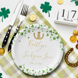 Lucky In Love St. Patrick's Day Bridal Shower Paper Plate