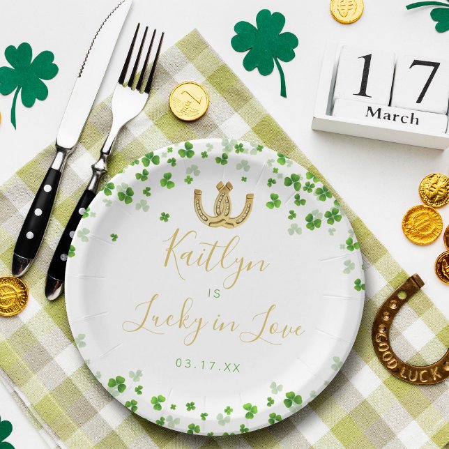 Lucky In Love St. Patrick's Day Bridal Shower Paper Plate (Creator Uploaded)