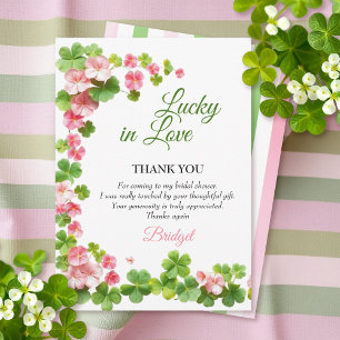 Lucky in Love St. Patrick's Day bridal shower Thank You Card