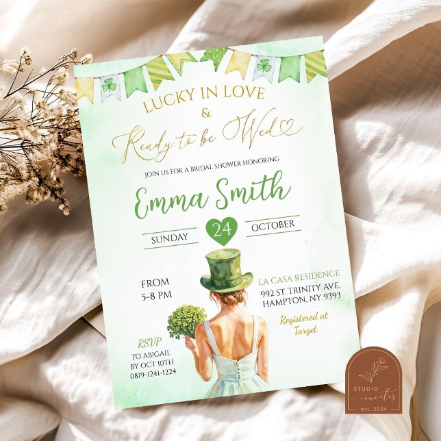 Lucky In Love St Patricks Irish Bridal Shower Invitation (Creator Uploaded)