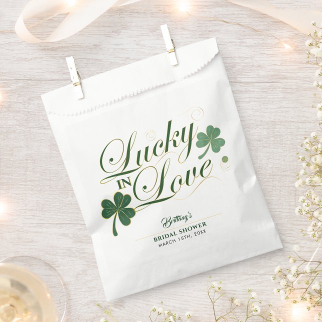 Lucky in Love St Patrick's Modern Bridal Shower  Favour Bag (Clipped)
