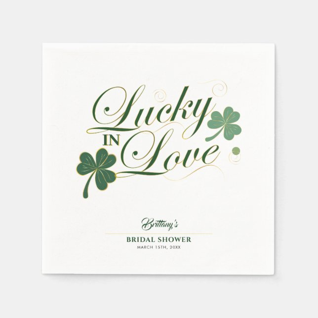 Lucky in Love St Patrick's Modern Bridal Shower  Napkin (Front)