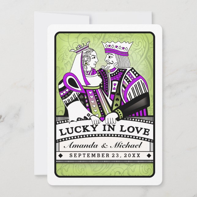 Lucky in Love Together with Families Wedding Invitation (Front)