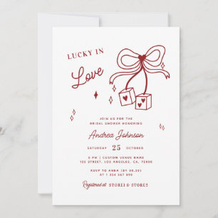 Lucky in Love Vegas Dice Casino Bow Bridal Shower  Invitation