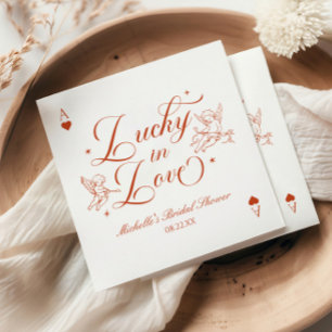 Lucky In Love Vintage Cupid Bridal Shower Napkin
