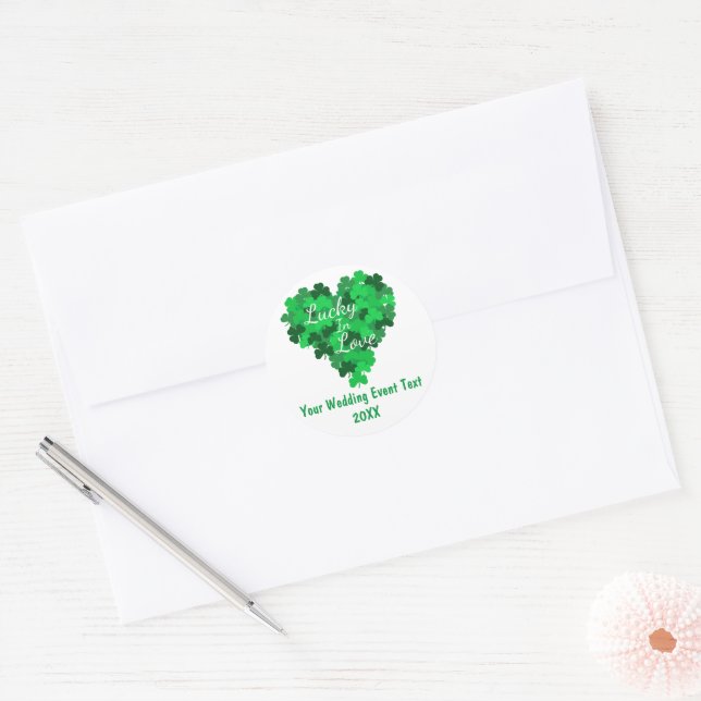 Lucky In Love Wedding Event Classic Round Sticker (Envelope)