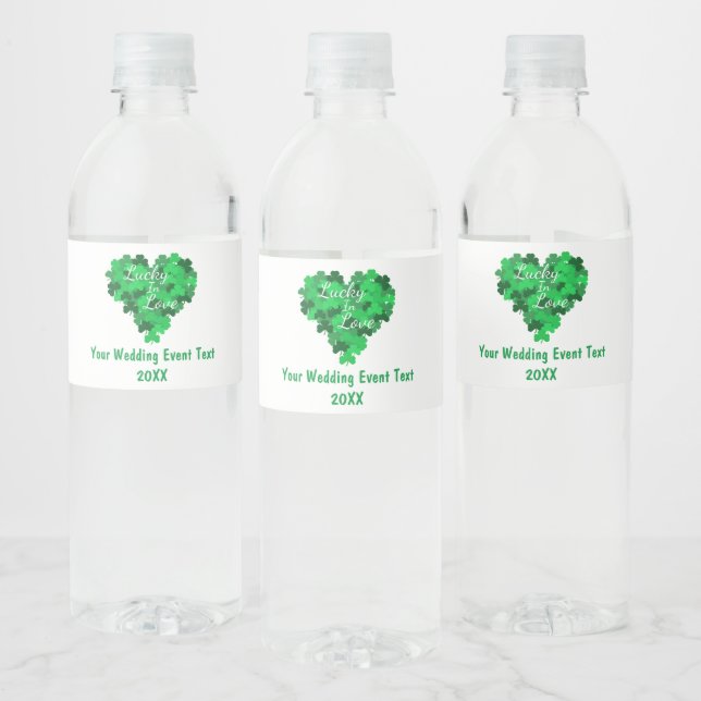 Lucky In Love Wedding Event Water Bottle Label (Bottles)