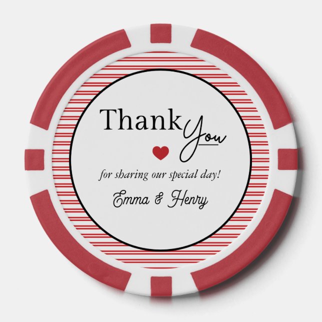 Lucky in Love Wedding Favor Poker Chips (Front)
