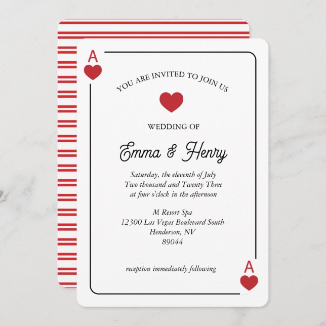 Lucky in Love Wedding Invitation  (Front/Back)