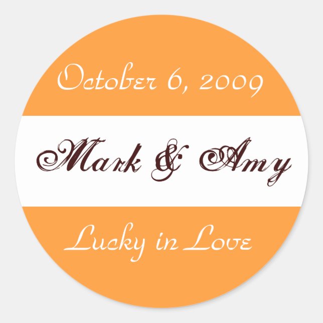 "Lucky in Love" Wedding Sticker (Front)