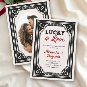 Lucky in Love Western Casino Photo Engagement Invitation